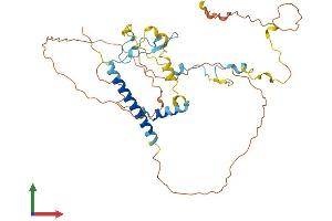 AlphaFold protein structure predicition of Mouse Recombinant Miip Protein, UniprotID A2A7Y5 (MIIP Protein (AA 1-387) (His tag))