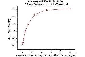 Measured by its binding ability in a functional ELISA. (Interleukin 17a Protein (AA 24-155) (His tag))