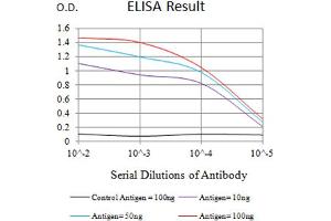 Black line: Control Antigen (100 ng),Purple line: Antigen (10 ng), Blue line: Antigen (50 ng), Red line:Antigen (100 ng) (CEACAM8 antibody  (AA 43-178))