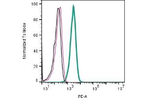 Cell surface detection of Endothelin Receptor A by indirect flow cytometry in live intact human  monocytic leukemia cell line: + goat-anti-rabbit-PE.