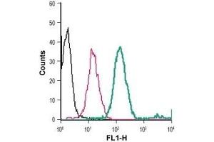 Cell surface detection of PLXNA1 in live intact human THP-1 monocytic leukemia cells: (black line) Cells. (Plexin A1 antibody  (Extracellular, N-Term) (FITC))