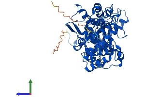 AlphaFold protein structure predicition of Mouse Recombinant Fntb Protein, UniprotID Q8K2I1 (FNTB Protein (AA 1-437) (His tag))