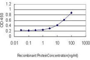 Detection limit for recombinant GST tagged PAX7 is approximately 3ng/ml as a capture antibody. (PAX7 antibody  (AA 411-520))