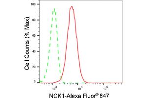 Flow cytometric analysis of NCK1 expression in HT- cells using NCK1 antibody (ABIN7799562), 1:2,000). (Recombinant NCK1 antibody)