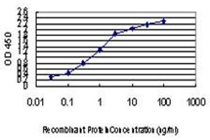 Detection limit for recombinant GST tagged IRX5 is approximately 0. (IRX5 antibody  (AA 204-264))