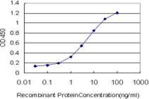 Detection limit for recombinant GST tagged EHD3 is approximately 0. (EHD3 antibody  (AA 357-406))