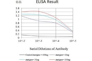 Black line: Control Antigen (100 ng),Purple line: Antigen (10 ng), Blue line: Antigen (50 ng), Red line:Antigen (100 ng) (ACRV1 antibody  (AA 22-265))