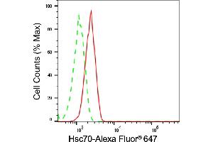 Flow cytometric analysis of Hsc70 expression in HT- cells using Hsc70 antibody (ABIN7798857), 1:2,000).
