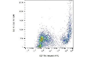 Surface staining of CD11b in murine peritoneal fluid with anti-CD11b (M1/70) APC. (CD11b antibody  (APC))
