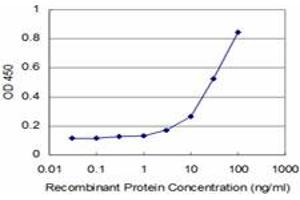 Detection limit for recombinant GST tagged NFKBIB is approximately 3ng/ml as a capture antibody.
