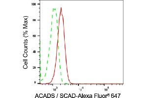 Flow cytometric analysis of Acyl-CoA dehydrogenase short chain expression in C2C12 cells using Acyl-CoA dehydrogenase short chain antibody (ABIN7797493), 1:2,000).
