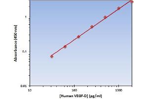 This is an example of what a typical standard curve will look like. (VEGFD ELISA Kit)