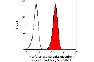 Flow Cytometry (FACS) image for anti-Interferon alpha/beta Receptor 1 (IFNAR1) (AA 27-436) antibody (ABIN7795661) (Recombinant IFNAR1 antibody  (AA 27-436))