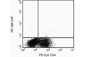 Preincubation of the fixed/permeabilized cells with unlabeled BVD2-21C11 antibody (GM-CSF antibody)