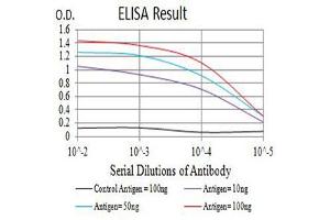 Black line: Control Antigen (100 ng),Purple line: Antigen (10 ng), Blue line: Antigen (50 ng), Red line:Antigen (100 ng) (PD-1 antibody  (AA 21-170))