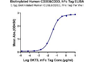 Immobilized Biotinylated Human CD3E&CD3D, hFc Tag at 1 μg/mL (100 μL/Well) on streptavidin (5 μg/mL) precoated plate. (CD3D & CD3E protein (Fc-Avi Tag,Biotin))