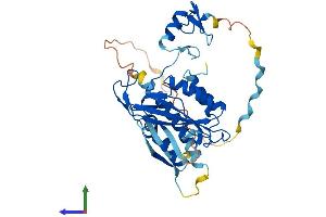 AlphaFold protein structure predicition of Mouse Recombinant Dtx3 Protein, UniprotID Q80V91 (Deltex Homolog 3 Protein (AA 1-347) (His tag))