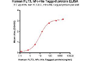 ELISA image for Fms-Related tyrosine Kinase 3 (FLT3) (AA 27-543) protein (Fc-His Tag) (ABIN6961080)