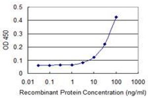 Detection limit for recombinant GST tagged EFNA3 is 3 ng/ml as a capture antibody. (Ephrin A3 antibody  (AA 1-238))