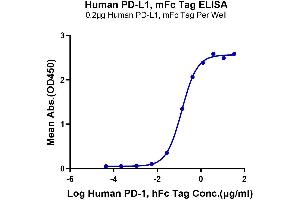 Immobilized Human PD-L1, mFc Tag at 2 μg/mL (100 μL/Well) on the plate. (PD-L1 Protein (AA 19-238) (mFc Tag))