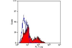 Staining of human peripheral blood lymphocytes with MOUSE ANTI HUMAN KIR (ABIN119850). (KIR2D antibody)