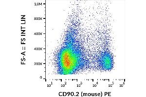 Flow cytometry analysis (surface staining) of murine splenocytes using anti-CD90. (CD90.2 / Thy-1.2 antibody  (PE))