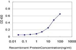 Detection limit for recombinant GST tagged ZIC1 is approximately 1ng/ml as a capture antibody. (ZIC1 antibody  (AA 2-95))