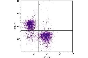 AKR mouse splenocytes were stained with Mouse Anti-Mouse I-Ek-FITC. (MHC Class II I-Ek antibody  (PE))