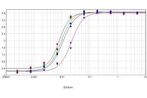 ELISA results of purified Goat Anti-Mouse IgG Biotin Conjugated Antibody MinX 10 tested against purified Mouse IgG.