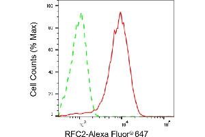 Flow cytometric analysis of RFC2 expression in HeLa cells using RFC2 antibody (ABIN7800170), 1:2,000). (Recombinant RFC2 antibody)