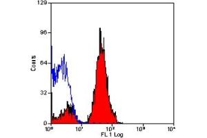 Staining of mouse peripheral blood platelets with RAT ANTI MOUSE CD321: BIOTIN (ABIN120283). (F11R antibody  (Biotin))