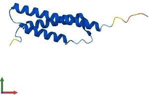AlphaFold protein structure predicition of Mouse Recombinant Ahsp Protein, UniprotID Q9CY02 (aHSP Protein (AA 1-102) (His tag))