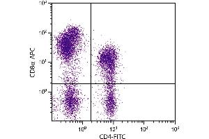 Porcine peripheral blood lymphocytes were stained with Mouse Anti-Porcine CD8α-APC. (CD8 alpha antibody  (Biotin))