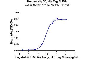 Immobilized Human NKp30, His Tag at 0. (NCR3 Protein (AA 19-138) (His-Avi Tag))