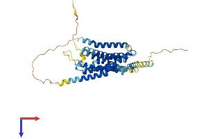 AlphaFold protein structure predicition of Mouse Recombinant Gper1 Protein, UniprotID Q8BMP4 (Mesothelin Protein (MSLN) (AA 1-375) (His tag))