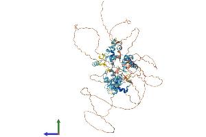 AlphaFold protein structure predicition of Human Recombinant DMTF1 Protein, UniprotID Q9Y222