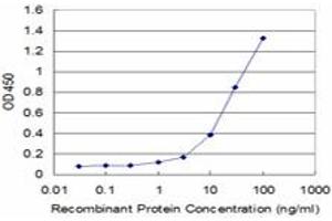 Detection limit for recombinant GST tagged ACE is approximately 1ng/ml as a capture antibody. (Angiotensin I Converting Enzyme 1 antibody  (AA 592-701))