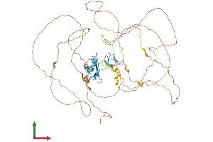 AlphaFold protein structure predicition of Human Recombinant EWSR1 Protein, UniprotID Q01844 (EWSR1 Protein (AA 1-656) (His tag))