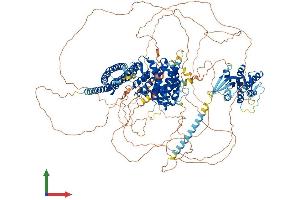 AlphaFold protein structure predicition of Mouse Recombinant Smg6 Protein, UniprotID P61406 (SMG6 Protein (AA 1-1418) (His tag))