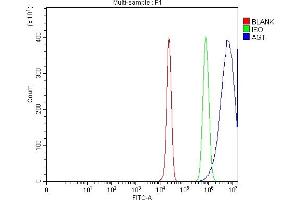 Flow Cytometry analysis of HepG2 cells using anti-Angiotensinogen/AGT antibody (ABIN7601392).