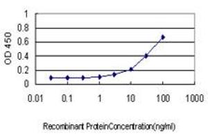 Detection limit for recombinant GST tagged SEPT10 is approximately 1ng/ml as a capture antibody.