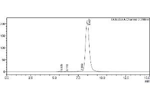 Assessment of protein purity for human Fc gamma RIIIa / CD16a (176F) protein by SEC-HPLC. (FCGR3A Protein (AA 17-208) (His-Avi Tag,Biotin))