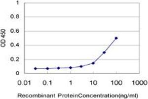 Detection limit for recombinant GST tagged SCARA3 is approximately 3ng/ml as a capture antibody. (SCARA3 antibody  (AA 316-415))