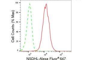 Flow cytometric analysis of NSDHL expression in HeLa cells using NSDHL antibody (ABIN7799538), 1:2,000).
