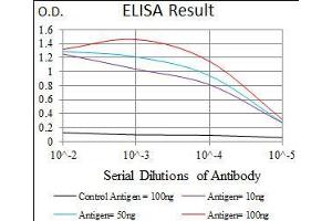 Black line: Control Antigen (100 ng), Purple line: Antigen(10 ng), Blue line: Antigen (50 ng), Red line: Antigen (100 ng), (Id2 antibody  (AA 1-134))