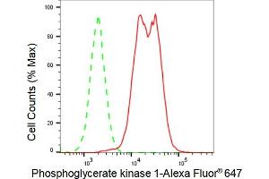 Flow cytometric analysis of Phosphoglycerate kinase 1 expression in HAP-1 cells using Phosphoglycerate kinase 1 antibody (ABIN7799810), 1:2,000). (Recombinant PGK1 antibody)