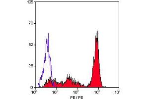 Staining of human peripheral blood lymphocytes with MOUSE ANTI HUMAN CD226:PE (ABIN119800) (CD226 antibody  (PE))