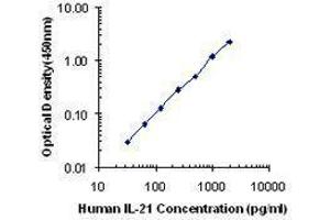 ELISA image for anti-Interleukin 21 (IL21) antibody (ABIN2665143) (IL-21 antibody)