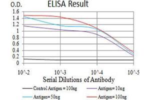 Black line: Control Antigen (100 ng), Purple line: Antigen(10 ng), Blue line: Antigen (50 ng), Red line: Antigen (100 ng), (CBX2 antibody  (AA 402-525))
