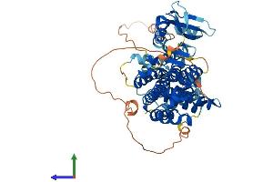 AlphaFold protein structure predicition of Human Recombinant RAPGEF5 Protein, UniprotID Q92565 (GFR Protein (AA 1-580) (His tag))